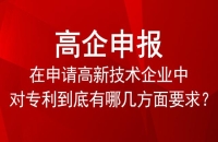 评高新技术企业的时候对专利有哪几方面要求？
